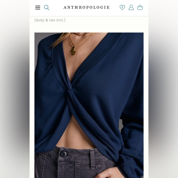 Anthropologie Stateside Twist Front Pullover size L - Picture 2 of 6